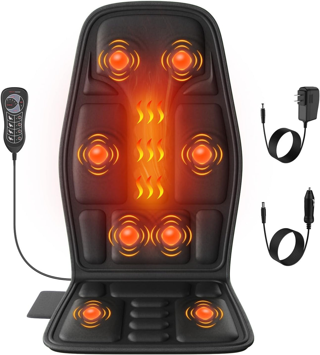 Premium Car Seat Massager with Heat - Luxury Back & Lumbar Support Cushion